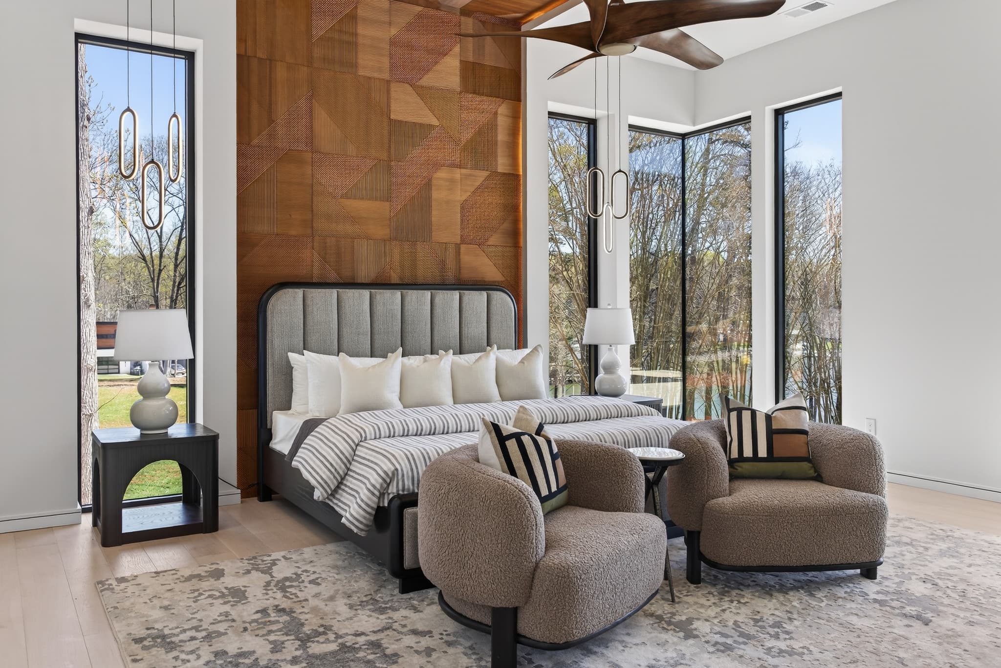 Open-plan loft living and dining with skyline view - slide 3 of 4